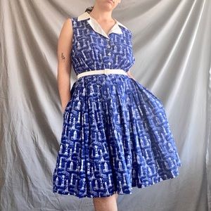 ModCloth Blue and White Lighthouse Print Dress